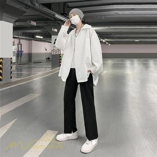 チノパン | ワイドパンツ メンズ 春 夏 秋 無地 アンクルパンツ 大きいサイズ ゆったり パンツ ガウチョパンツ 上品 裾口スリット 夏服 黒 体型カバー 着痩せ カジュアル