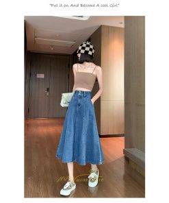 スカート | デニムロングレディース Aライン 無地 ゆったりシルエット デニム ハイウエスト 秋物 オシャレ 秋服 秋冬  キレイめ