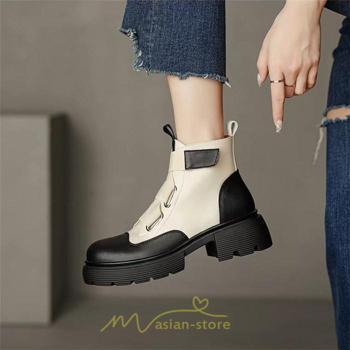 ショートブーツ | レディース 歩きやすい ワークブーツ 楽チン 痛くない ラウンドトゥ 美脚 厚底 カジュアル 通勤 通学 旅行 50代 30代 お出かけ 40代 20代