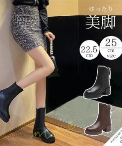 ショートブーツ | ブーツ レディース 軽量 歩きやすい おすすめ おしゃれ 厚底 レザー風 走れる 痛くない ファスナー トレンド 春 22.5cm-25cm 冬 秋
