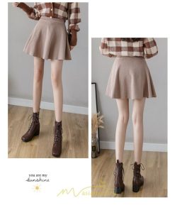 スカート | レディース ボトムス ミニ丈 ひざ上 ウエストゴム 楽ちん ゆったり ニット 秋冬 韓国風 Aライン フレア デート 着痩せ 可愛い お出かけ 脚長効果