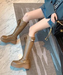 ニーハイブーツ | 厚底 ロングブーツ レースアップ 韓国風