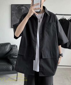 シャツ | メンズ 半袖 トップス ワイドTゆったり 無地 ライトアウター 着回し 夏新作 コーデ 白黒細身 通勤通学 XXL 日常感 大きいサイズ