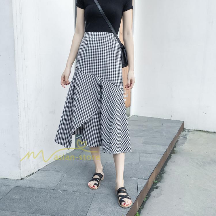 スカート | フレア ロング春物 レディース 春夏 スカート黒 ボトムス 春夏秋 新作 カジュアル 通勤通学 チェック柄 Aライン着やせ 20代30代40代