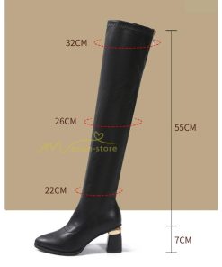 ロングブーツ | ニーハイブーツ チャンキーヒール 太ヒール レディース 靴 シューズ お出かけ 秋冬 ロング丈ブーツ 春秋冬 太ヒール 美脚 大人 黒靴
