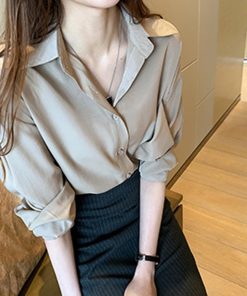 シャツ・ブラウス | シャツ おしゃれ 無地 オフィス ボダン ブラウス トップス ロング 襟付き 前開きシャツ レディース 仮ポケット付き