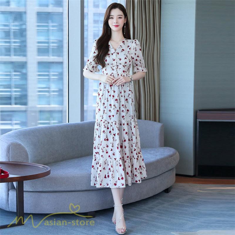 マキシ | ロングワンピース レディース カジュアル 半袖 ロング丈 ワンピース 着痩せ サマーワンピース おしゃれ カジュアル 上品 きれいめ 花柄 40代 20代 夏服 30代