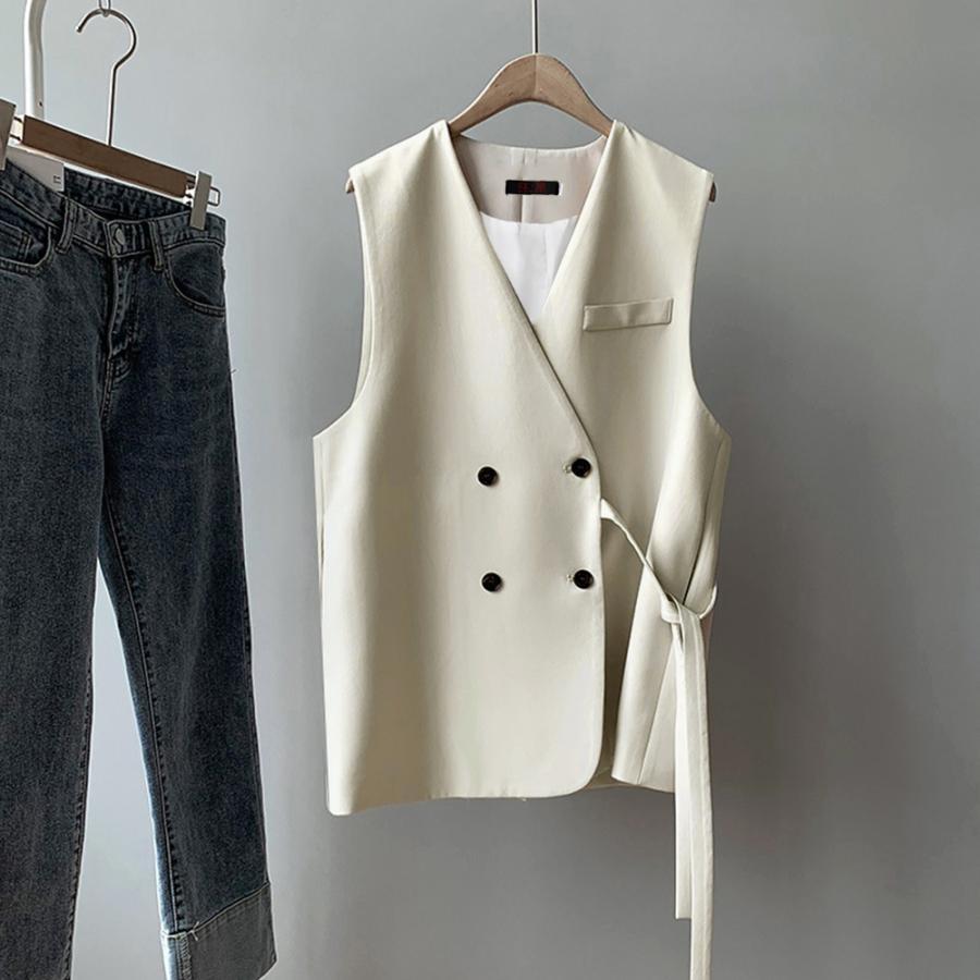 ベスト | ジレ 前開き ノースリーブ 春秋