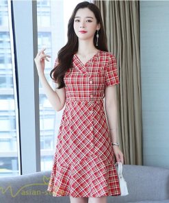 ミディアム | ワンピース チェック柄 レディース 膝丈 カジュアルワンピース Aライン フレア おしゃれ 上品 大きいサイズ きれいめ 夏服 上品 サマーワンピース エレガント