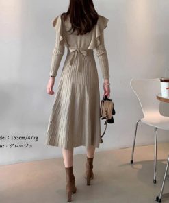 ワンピース | ショルダーフリルニットワンピース新作