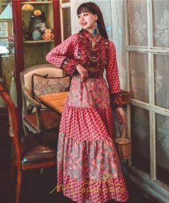 マキシ | ワンピース ロング 着やせ効果抜群 夏秋 長袖 他と被らない 刺繍 上品 きれいめ ロングワンピース マキシワンピ 舞台 演出 パーティー ダンス