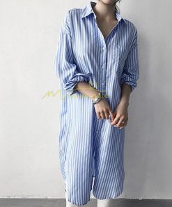 ミディアム | シャツ レディース シャツワンピース ロングシャツ 長袖 薄手 ポリエステル 秋 夏