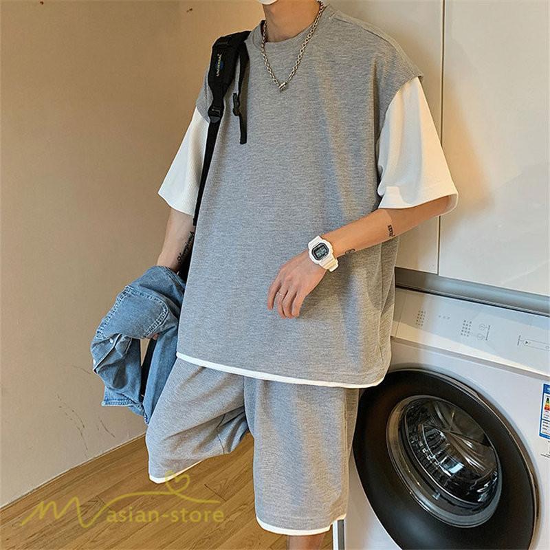 Tシャツ | Tシャツ メンズ 半袖 重ね着風 レイヤード 無地 ゆったり クルーネック カットソー 20代 30代 おしゃれ 無地 大きいサイズ シンプル 40代 カジュアル お出かけ