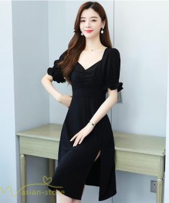 ミディアム | ワンピース レディース 着痩せ 半袖 Vネック カジュアル Aライン おしゃれ ミディアムワンピース エレガント 大きいサイズ 黒 夏 サマーワンピース 夏服 新作