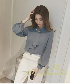 在庫ある | 長袖ブラウス レディース 秋物 シャツレディース ブラウスシャツ オフィス シフォンブラウス 30代40代50代 リボン OL 白ブラウス トップス フリル 4色