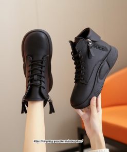 ブーツ | ムートンレディース ショート 編み上げ ジッパー付き スニーカー カジュアル 歩きやすい 秋 2022新作 冬 痛くない 内ボア