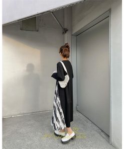 マキシ | ドッキングワンピース 秋 レディース 長袖ワンピース ロングワンピース 切り替えワンピース フェイク レイヤード風 お呼ばれワンピース ゆったり 大きいサイズ