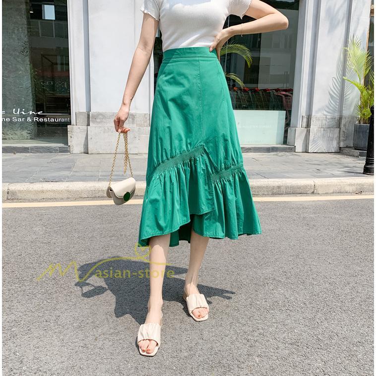 スカート | ボトムス レディース きれいめ 40代 30代 春秋 ロング丈 綿おしゃれ カジュアル 無地 通勤 OL 韓国風 通学 不規則 お出かけ 夏物 上品 着痩せ