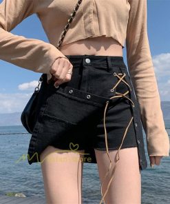 ショートパンツ | スカート風レディースデニムショーパン ハイウエスト 短パン 20代30代40代 カジュアル 通勤通学