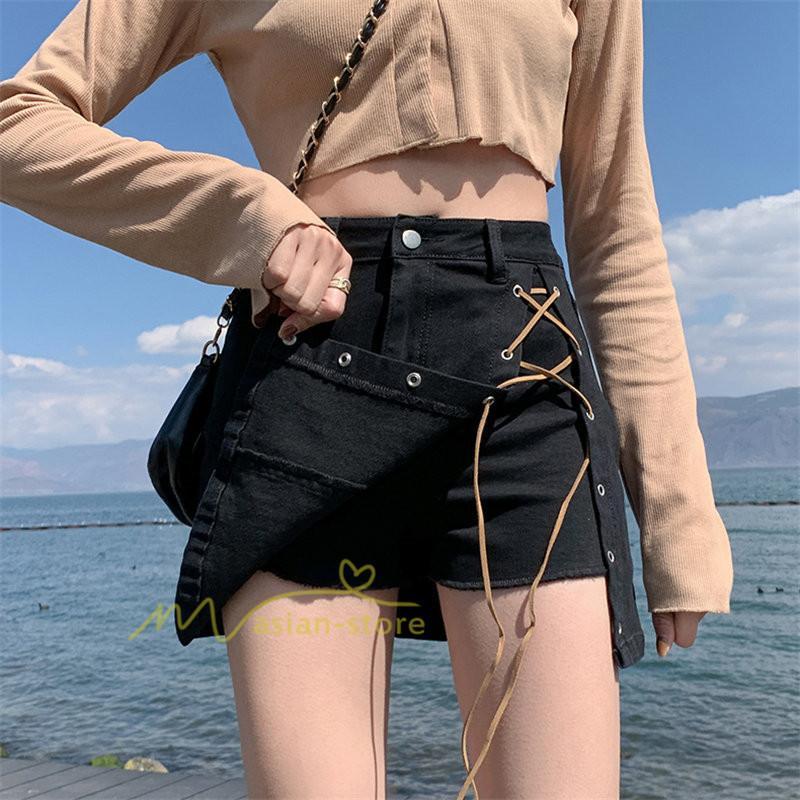 ショートパンツ | スカート風レディースデニムショーパン ハイウエスト 短パン 20代30代40代 カジュアル 通勤通学