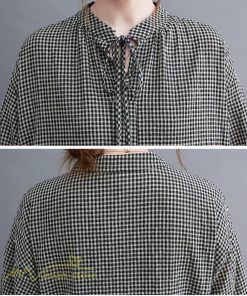 ミディアム | ワンピース ゆるワンピース レディース チェック柄 ゆったり 秋コーデ 着痩せ 体型カバー 可愛い 長袖ワンピース 大きいサイズ ポケット ひざ丈