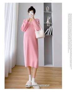 マキシ | ワンピース レディース 秋 ニットワンピース ロングワンピース 2TYPE マタニティ 授乳服 マタニティウェア 授乳 妊娠 シンプル おでかけ おしゃれ 無地