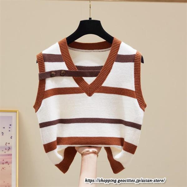 ベスト | ニットレディース トップス Vネック タンクトップ ノースリーブ 袖なし インナー ニット レイヤード風 20代30代 重ね着風 セーター 女ニット