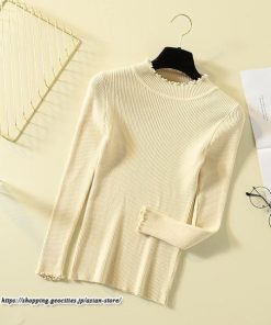 ニット・セーター | カットソー ニット レディース リブニット 長袖 秋冬 春 トップス スリム ストレッチ インナー 無地 着痩せ 通学通勤 長袖カットソー プルオーバー 長袖ニット