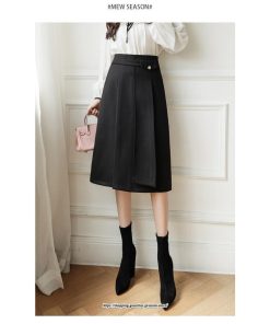 スカート | レディース 秋 冬 秋冬 ミモレ丈 膝丈 ロング 無地 ミディアム丈 ひざ丈 送料無料 Aライン ハイウエスト おしゃれ 通勤 通学 ラシャ 2022年秋冬 暖か