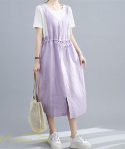 マキシ | ワンピース ロングワンピース レディース 重ね着 半袖ワンピース 切り替え 20代 30代 無地 上品 カジュアル 50代 40代 体型カバー Aラインワンピース 着痩せ