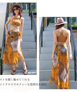 ビキニ | 水着 パレオ付き3点セット水着 ショートパンツ クロスバンド ハイウエスト エスニック柄 レディース リゾート