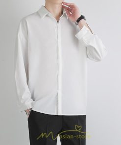 シャツ | メンズ トップス 長袖カジュアル開襟無地 白ビジネス 春 春服 秋 秋服 半袖 夏服 20代 落ち感 トレンド 30代 40代 50代