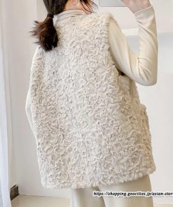 ベスト | ファーレディース 秋冬 アウター ジレ 羽織り 前開き ボタン カーディガン フェイクファー コーデ 袖なし ノーカラー ファーアウター 送料無料