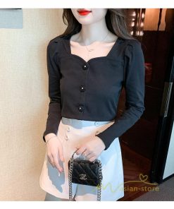 tシャツ・カットソー | ショート丈Tシャツ レディース 長袖Tシャツ カットソー タイト スリム 無地 トップス 綿 秋物 可愛い 小さい 通学通勤 20代30代 インナー 綿Tシャツ