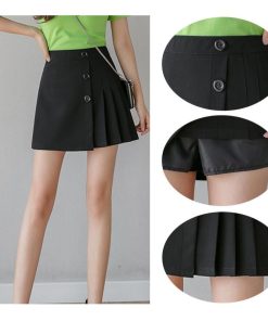 ひざ丈スカート | プリーツスカート インナーパンツ付き サイドプリーツスカート ファスナー付き レディース ミニスカート 春夏 ショート丈