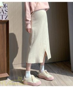 スカート | レディース マタニティウェア ロング丈 秋 冬 2022新作 妊婦服 裾口スリット 体型カバー ママ 産前 産後 ウエスト調整 マタニティきれいめ