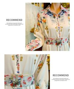 マキシ | マキシワンピース ワンピース レディース 長袖 体型カバー レトロ風 プリント ドレス マキシ丈ワンピース 通勤 綺麗 夏 ロング マキシ丈 オシャレ ラペル 無地