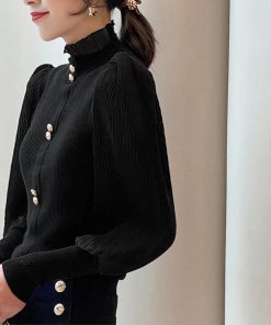 シャツ・ブラウス | バルーン袖 リブニットトップス 韓国風