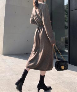 ワンピース | キーネック 大人 おしゃれ ロングワンピ 秋冬 シンプル 上品 ニットレディース セーター暖かい