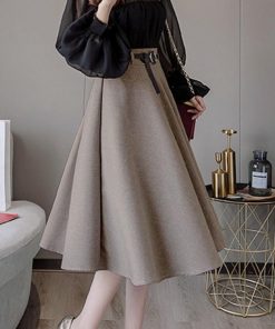 ひざ丈スカート | レディース 膝丈 ベルト付き フレアスカート スカート Aライン スカート ハイウエスト
