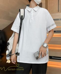 Tシャツ | ポロシャツ シャツ メンズ 薄手 夏新作 カジュアル 無地 トップス サマーシャツ カットソー おしゃれ ゆったり ギフト 大きいサイズ プレゼント 黒 白