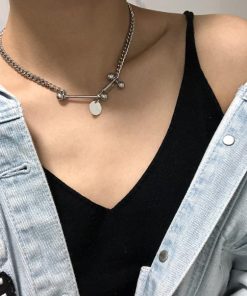 ネックレス | 首飾り ストリート チェーンチョーカー アクセサリー ショート ダンベル シルバー レディース ペンダント