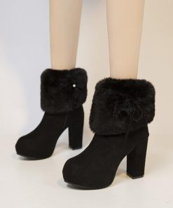 ショートブーツ | ファーブーツ ブーティー 太ヒール 韓国
