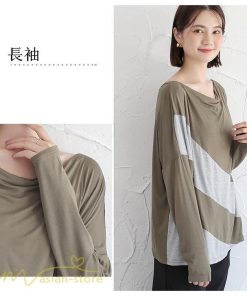 ｔシャツ・カットソー | カットソー レディース 長袖tシャツ シンプル ゆったり 着痩せ 体型カバー 長袖 秋コーデ ボートネック 切り替え 大人 Tシャツ 大人 カジュアル フリーサイズ