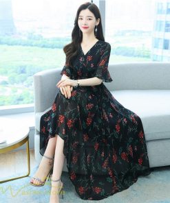 ミディアム | ワンピース レディース ひざ下丈 カジュアル おしゃれ 夏新作 上品 ミディアムワンピース 花柄 大きいサイズ 上品 エレガント 気質 30代 お出かけ 40代 20代