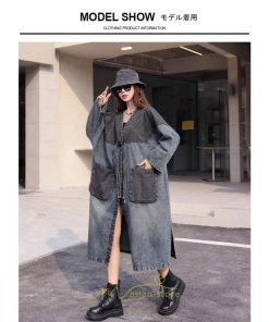 オーバーオール サロペット | デニム コート レディース ロングコート アウター 春夏 20代 30代 40代 フード付き カジュアル スプリングコート 通勤 大きいサイズ 大きいサイズ