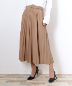 フレアスカート | レディース プリーツスカート 大人 ロング フレアスカート ミモレ丈スカート ベルト付き