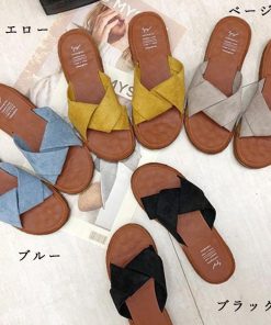 サンダル | ぺたんこレディース フラット クロスストラップコンフォート ビーチスエ−ド調 スリッパ