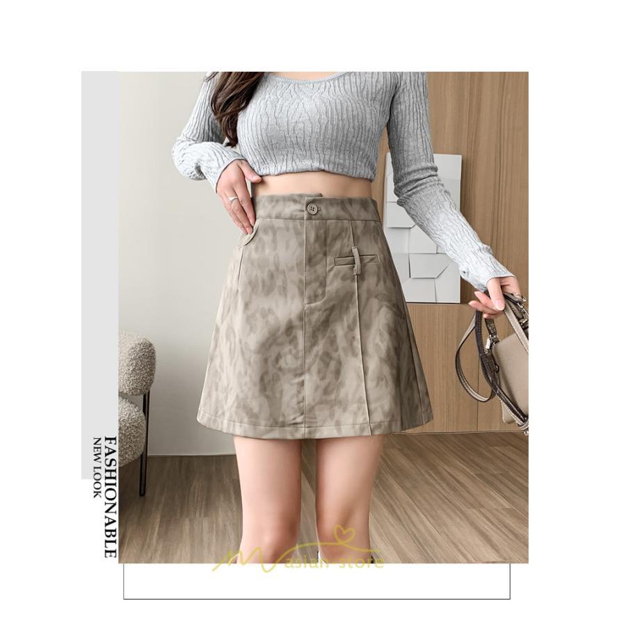 スカート | ミニレザーレディース タイト 秋 冬 ヒョウ柄 Aライン ハイウエスト おしゃれ 新作 可愛い フェイクレザー 着痩せ オシャレ