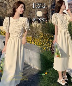 マキシ | ワンピース サマーワンピース Aライン レディース 無地 きれいめ ロングワンピース 通勤 通学 可愛い 気質 20代 30代 40代 Aラインワンピース 夏 韓国風 春
